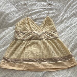 Catherine Malandrino Cream and Tan Tank Top